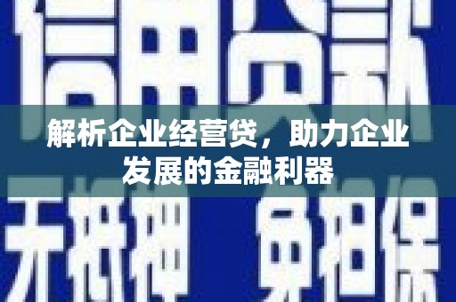 凉山解析企业经营贷，助力企业发展的金融利器