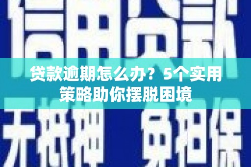 凉山贷款逾期怎么办？5个实用策略助你摆脱困境