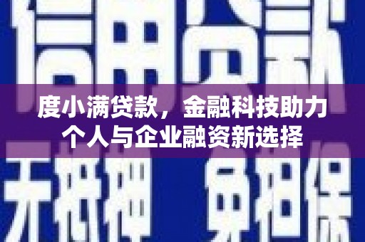 凉山度小满贷款，金融科技助力个人与企业融资新选择