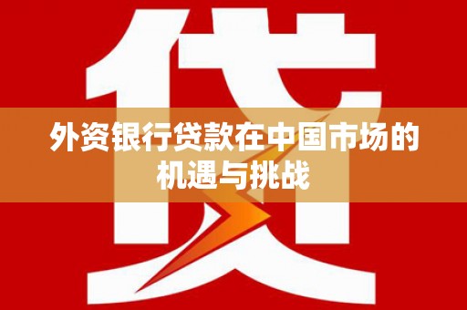 凉山外资银行贷款在中国市场的机遇与挑战