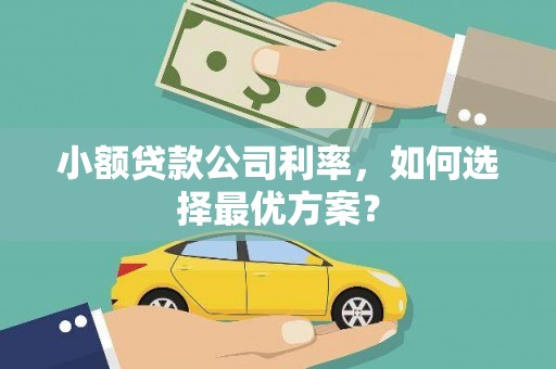 凉山小额贷款公司利率，如何选择最优方案？