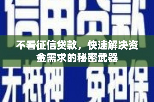 凉山不看征信贷款，快速解决资金需求的秘密武器