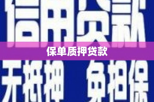 凉山保单质押贷款